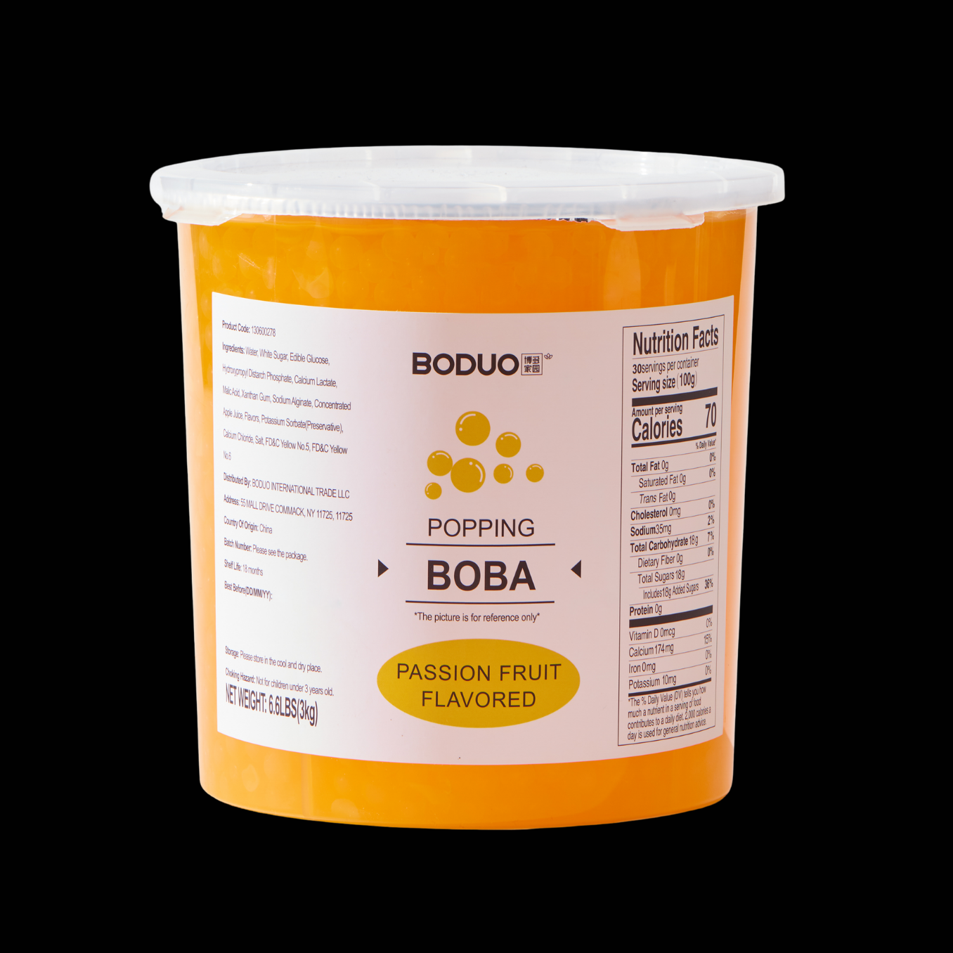 Passion Fruit Flavored Popping Boba