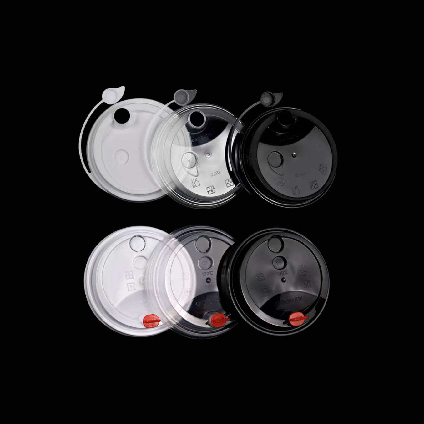 90mm PP Flat Lids w/ Stopper