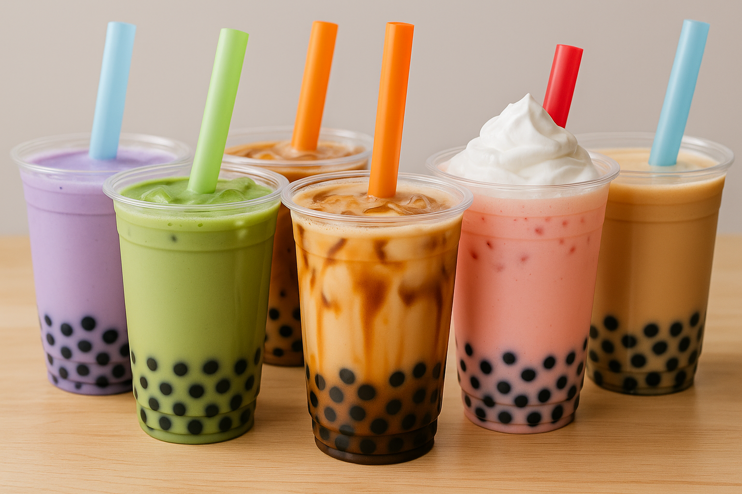 a bunch of boba teas
